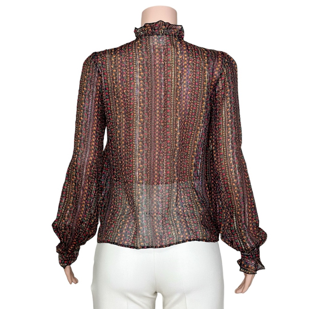 Sezane Black Floral Ruffled Wrap Blouse - Picture 10 of 12